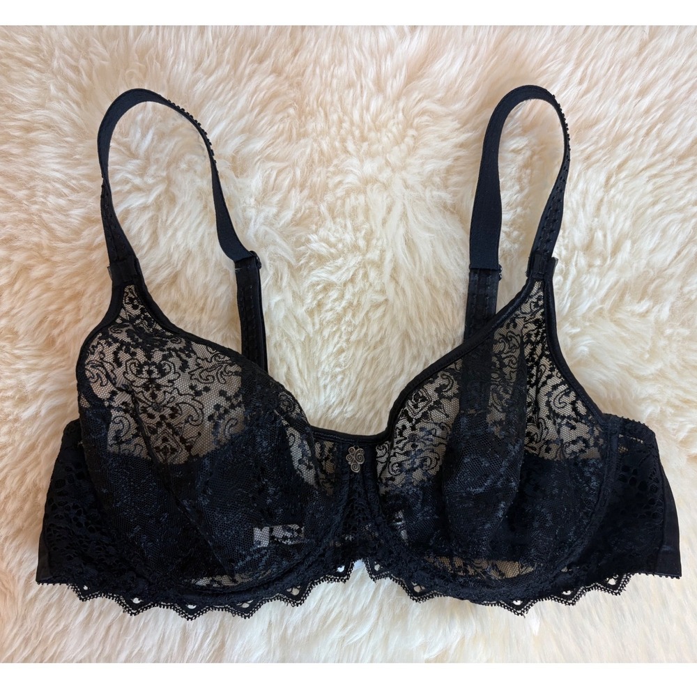 Empreinte Melody 07151 Black Floral Lace Underwire Bra 80D 32D